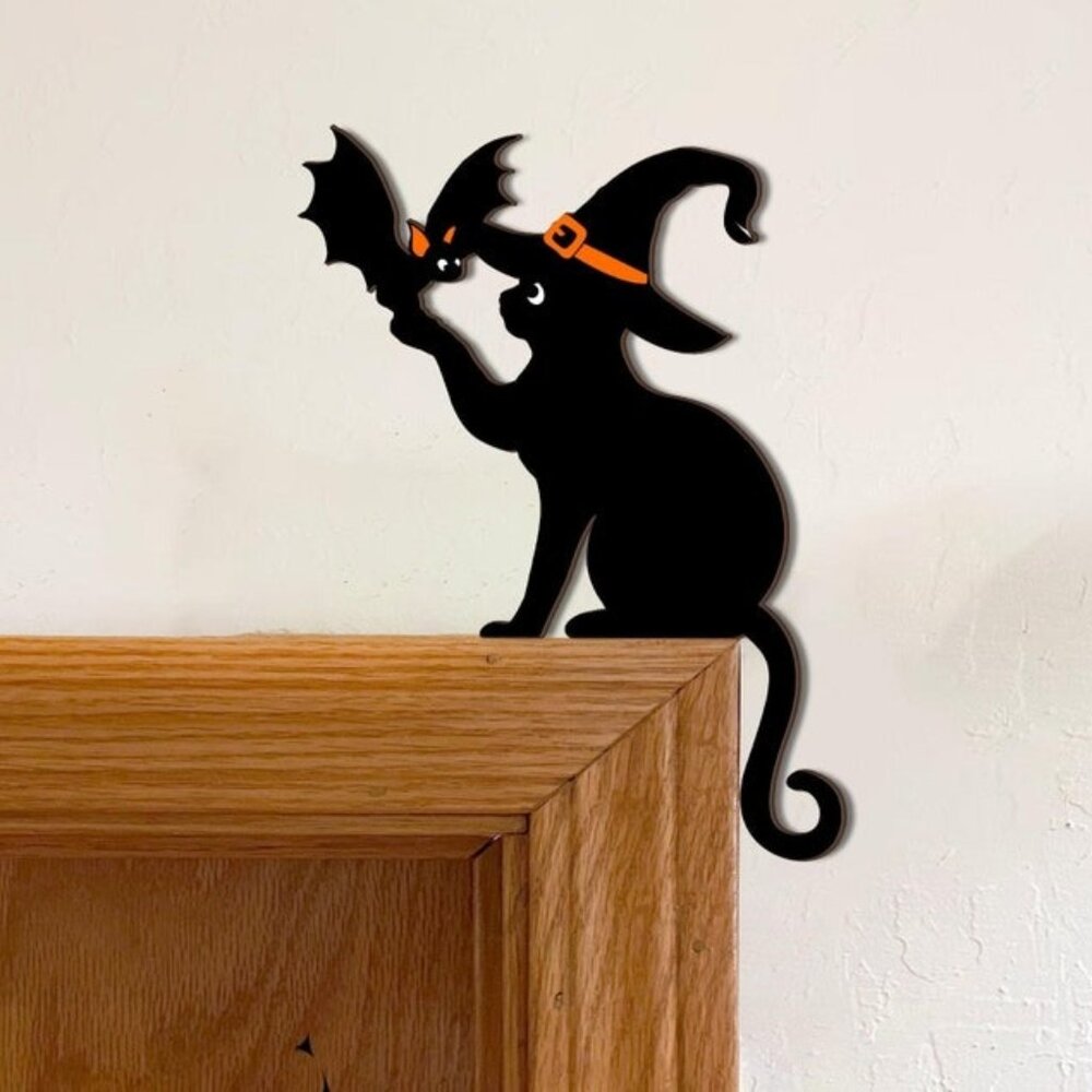 Halloween Witchy Cat Door Corner Sign - Door Corner Decor - Halloween Decorating